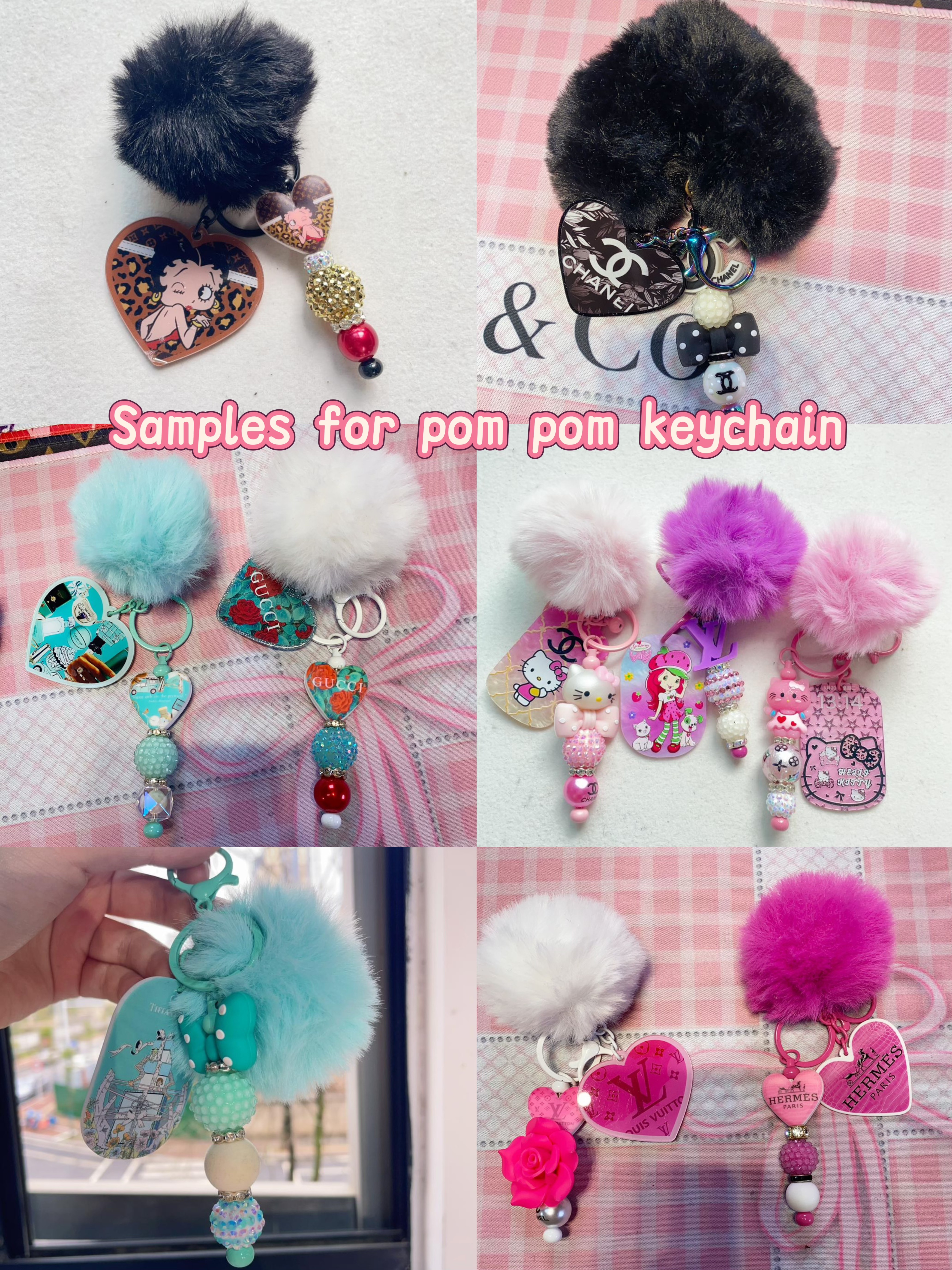 pom pom keychian for DIY