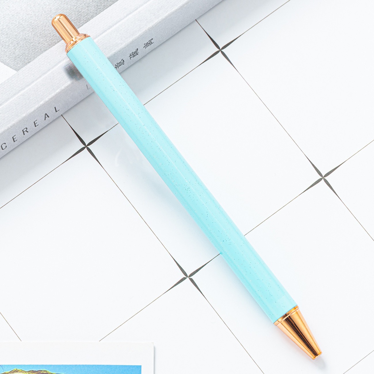 Metal Push Ballpoint Pen New Creative Glitter Student Metal Stationery Pen