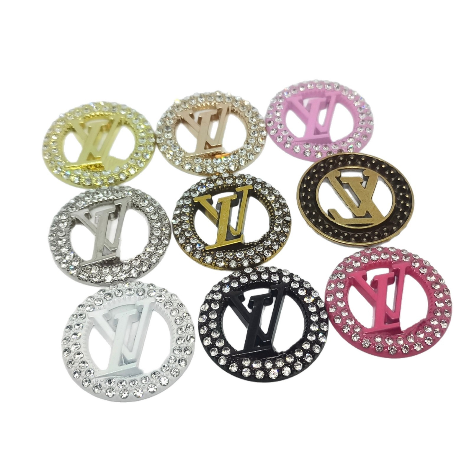 LV Circle Diamond Ribbon V Font Premium Hardware Electroplating Clothing Luggage Hair Accessories Hair Clip Hair Band All Match 30MM