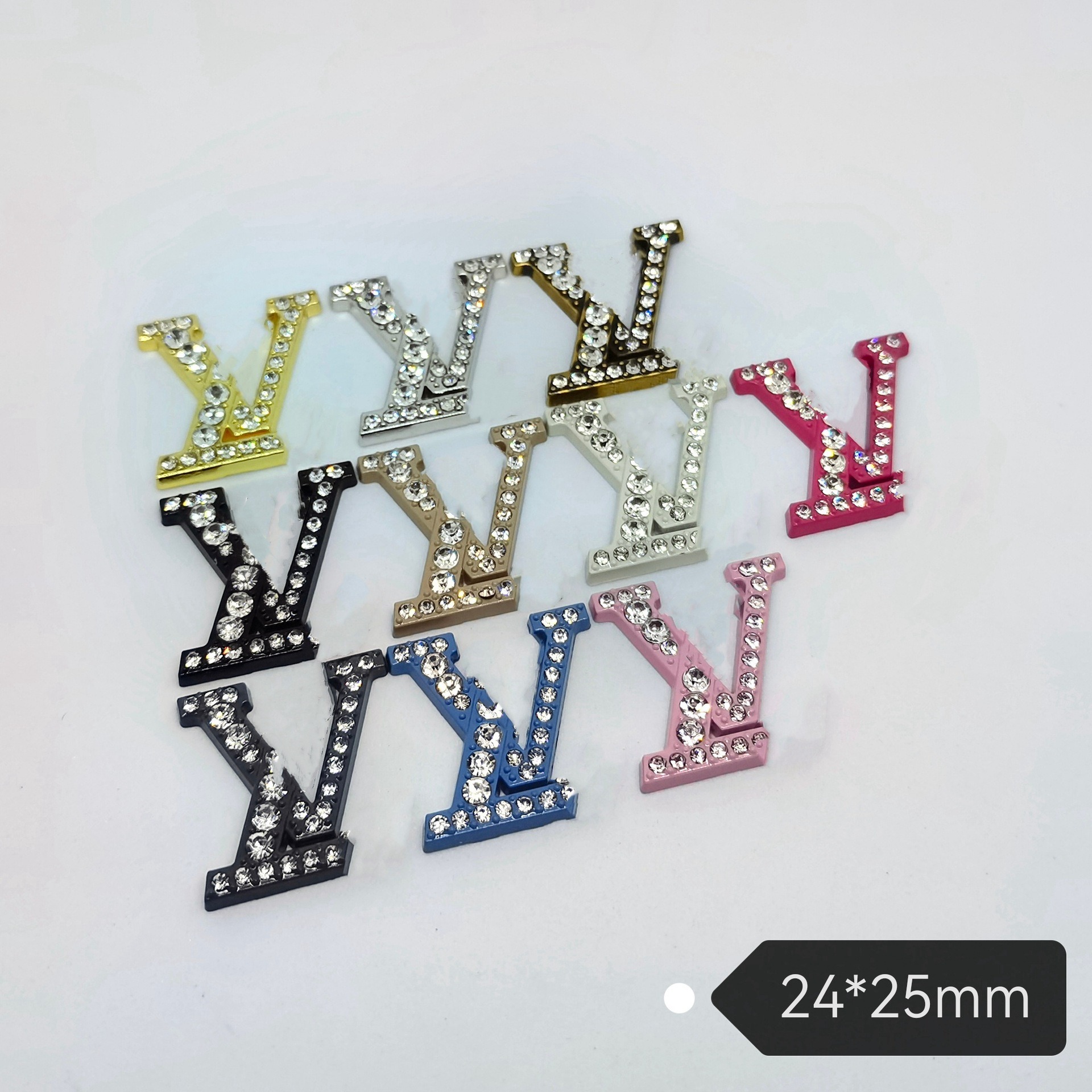LV Simple diamond-set all-match letter patch hair accessories mobile phone case 24*25MM