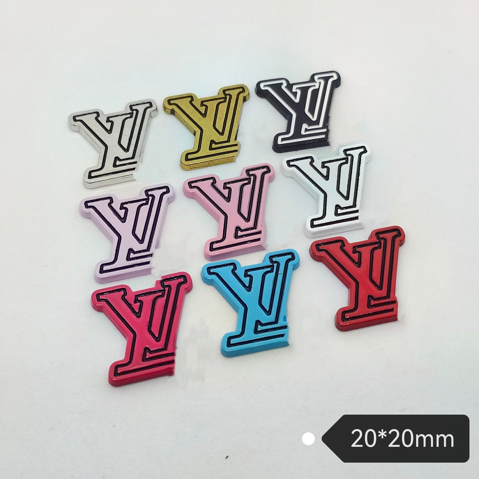 LV New high-end metal line drip simple letters hair decoration mobile phone case patch clothing 20*20M