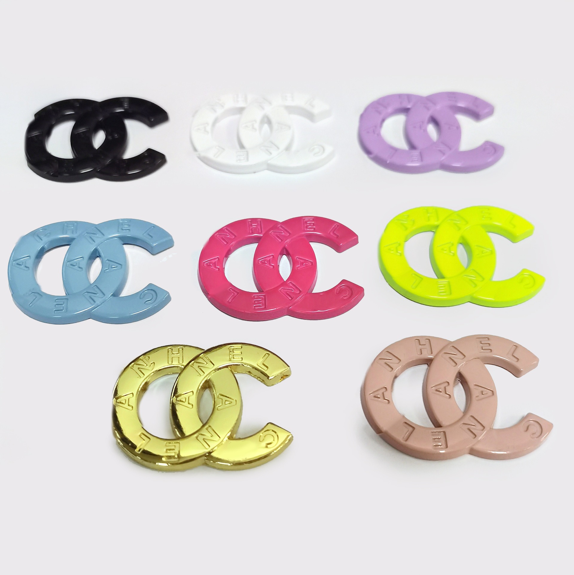 Chanel Texture Metal Hanging Lacquered Craft Clothing Shoe Hats Headband Hair Clip Grip Rubber Band Accessories 30*24
