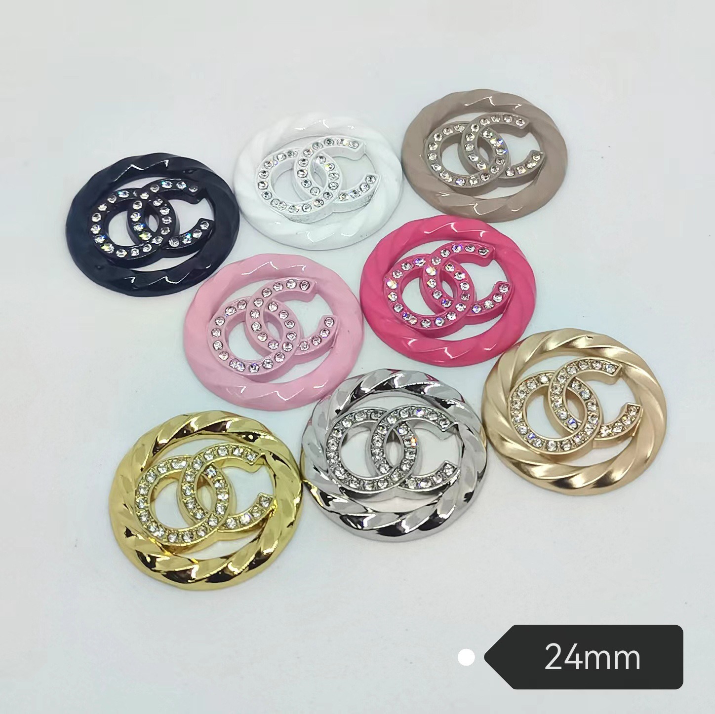 Chanel Metal English Letters Full Diamond Premium All-Match Clothing Hair Accessories Cell Phone Case Patch Pendant 24mm