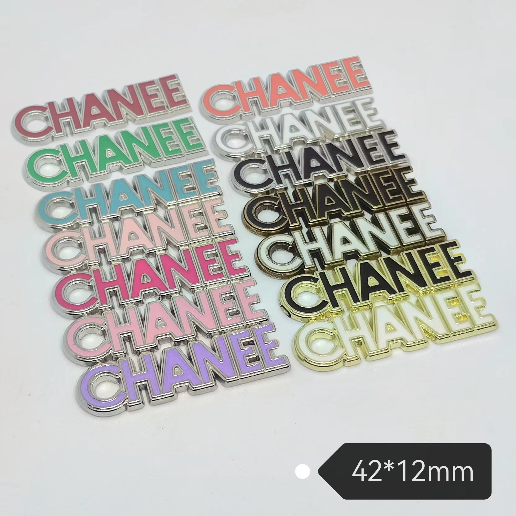 Chanel Metal Patch Letter Drip Oil Trendy New Clothing Hair Accessories Cell Phone Case Hair Clip Gripper 42*12MM