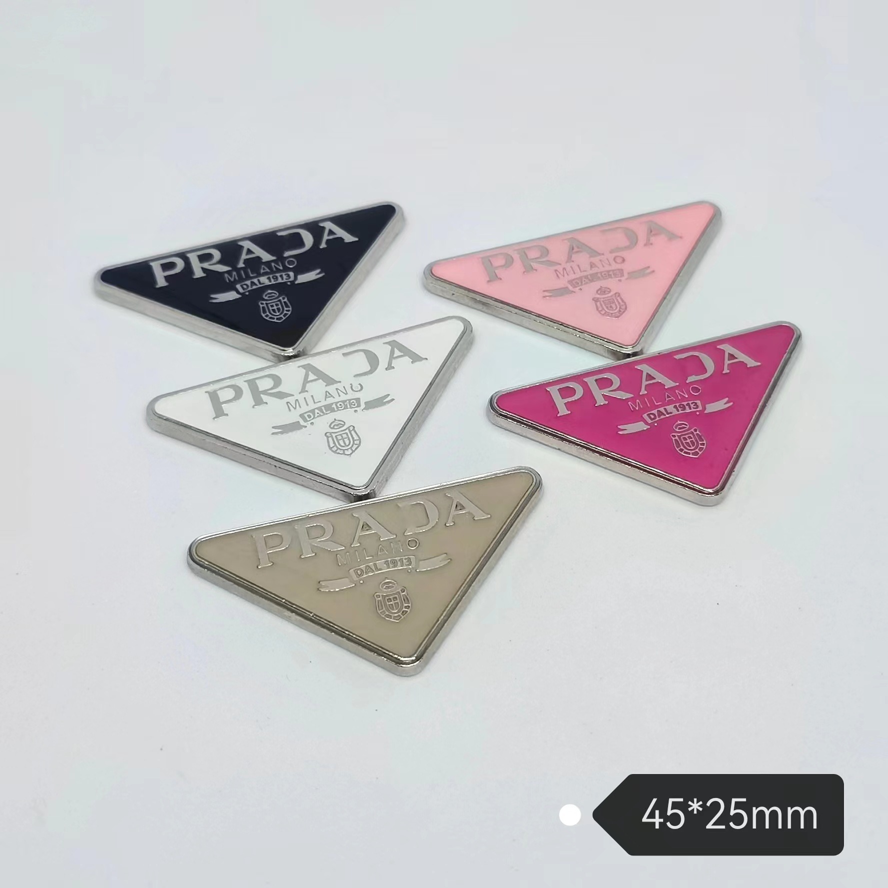Prada Inverted Triangle Medium Premium Drip Metal Patch Cell Phone Case Hair Clip Headband 45*25MM