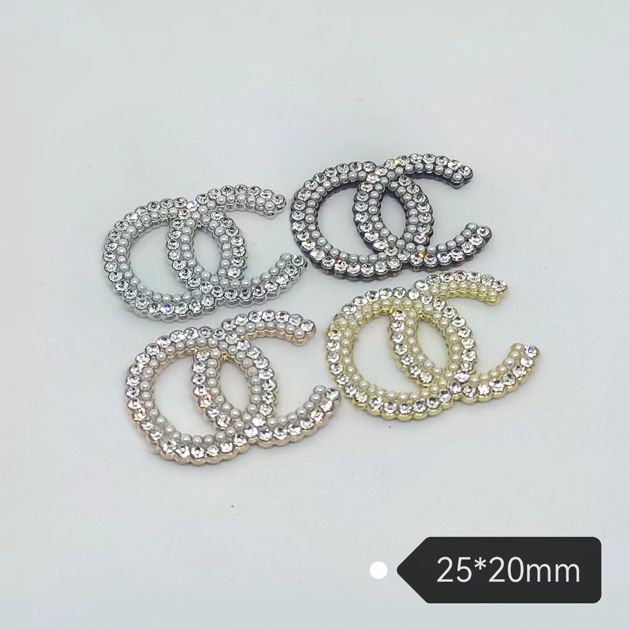 chanel A row of diamonds a row of millet beads exquisite versatile metal patch clothing hair accessories hair clip mobile phone case 25*20MM