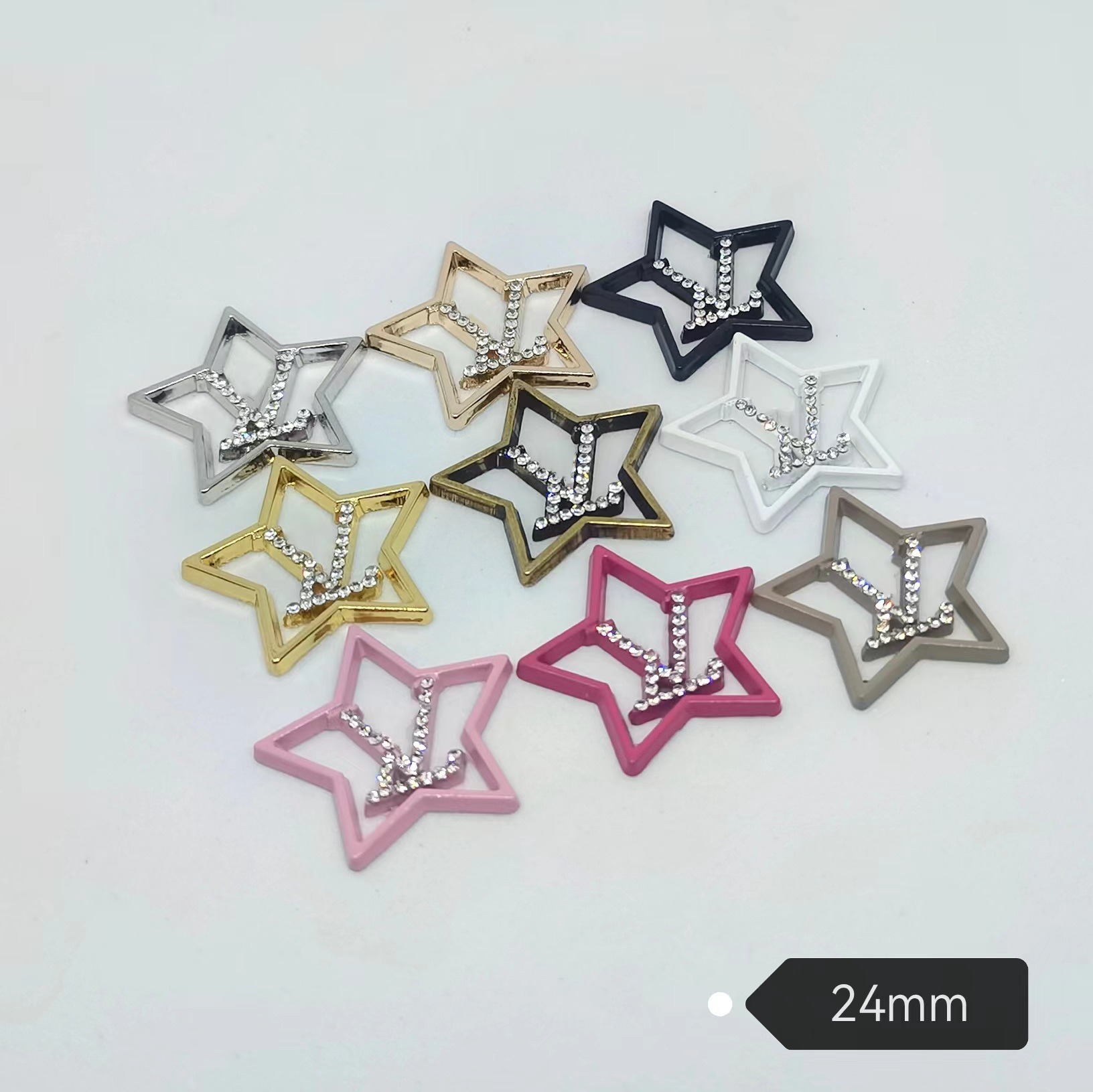 LV Pentagram Diamond Pendant All Match Letter Patch Hair Accessories Hair Clip Hair Band Cell Phone Case Accessories 24MM