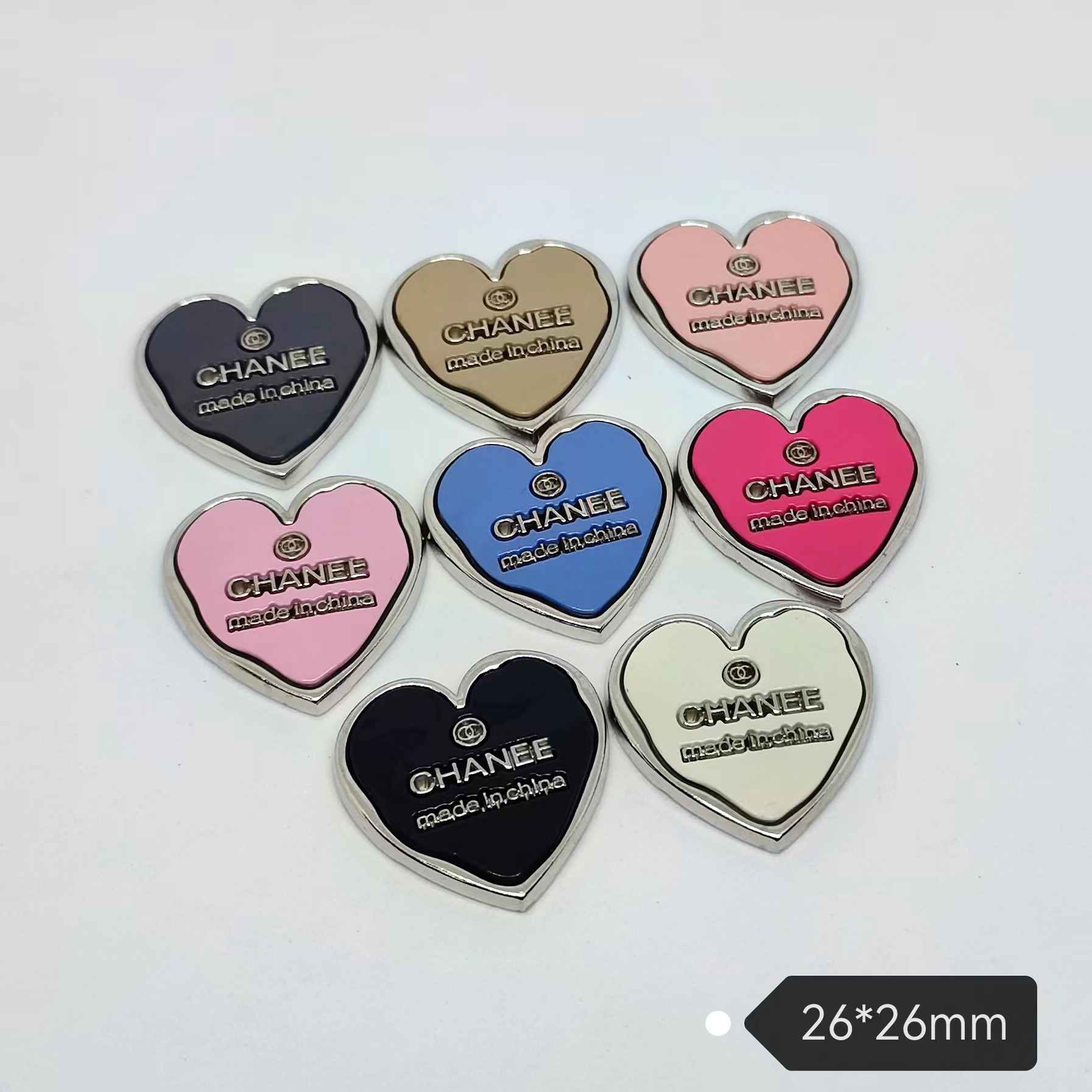 chanel Heart Fruit Macaron Heart Shape Metal Patch Piano Lacquered Apparel Hair Accessories Cell Phone Case 26MM