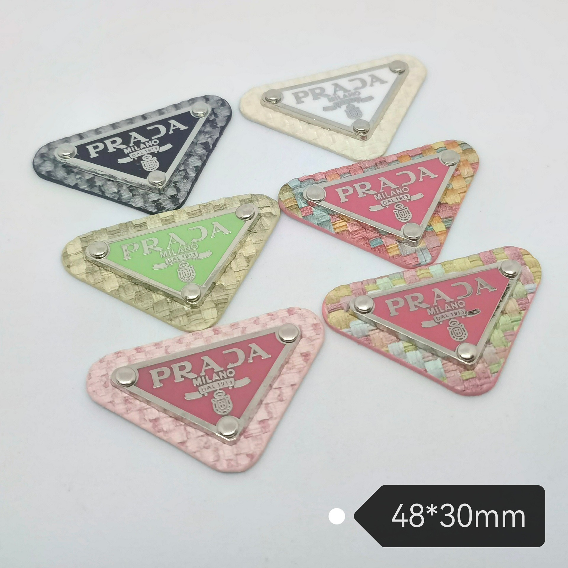 prada Triangle Leather Label Clothing Bags Hair Accessories Hair Clips Hair Clips Grippers Accessories Out of Stock 48*30MM