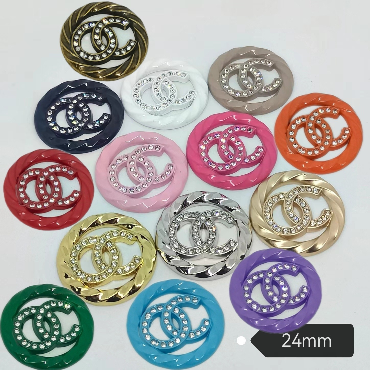 chanel Metal English Letters Full Diamond Premium All-Match Clothing Hair Accessories Cell Phone Case Patch Pendant 24mm