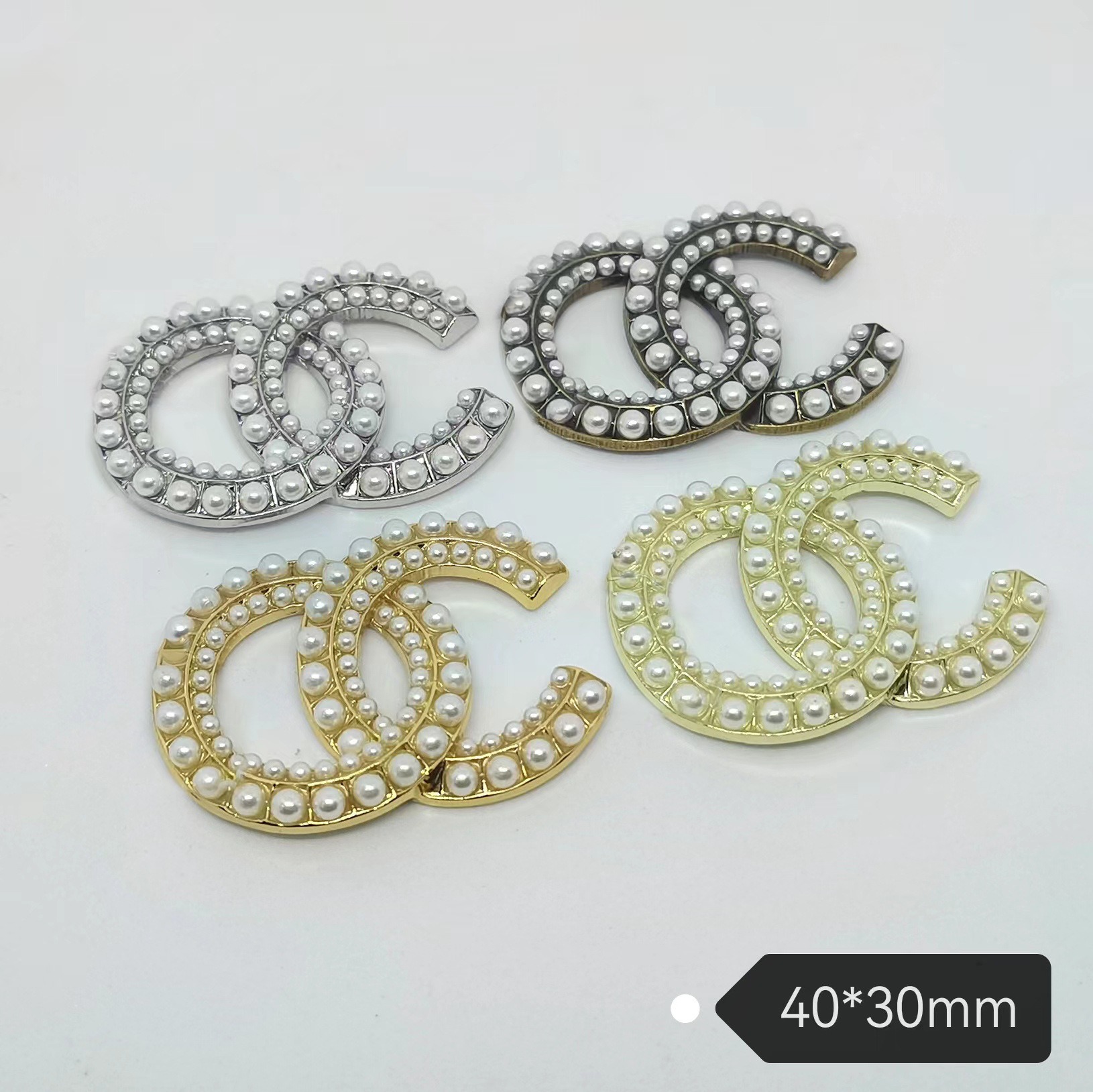 chanel Metal Inlaid Pearl Medium Alloy Aromatic Versatile Clothing Hair Accessories Hair Clip Hair Clip Cell Phone Case 40*30