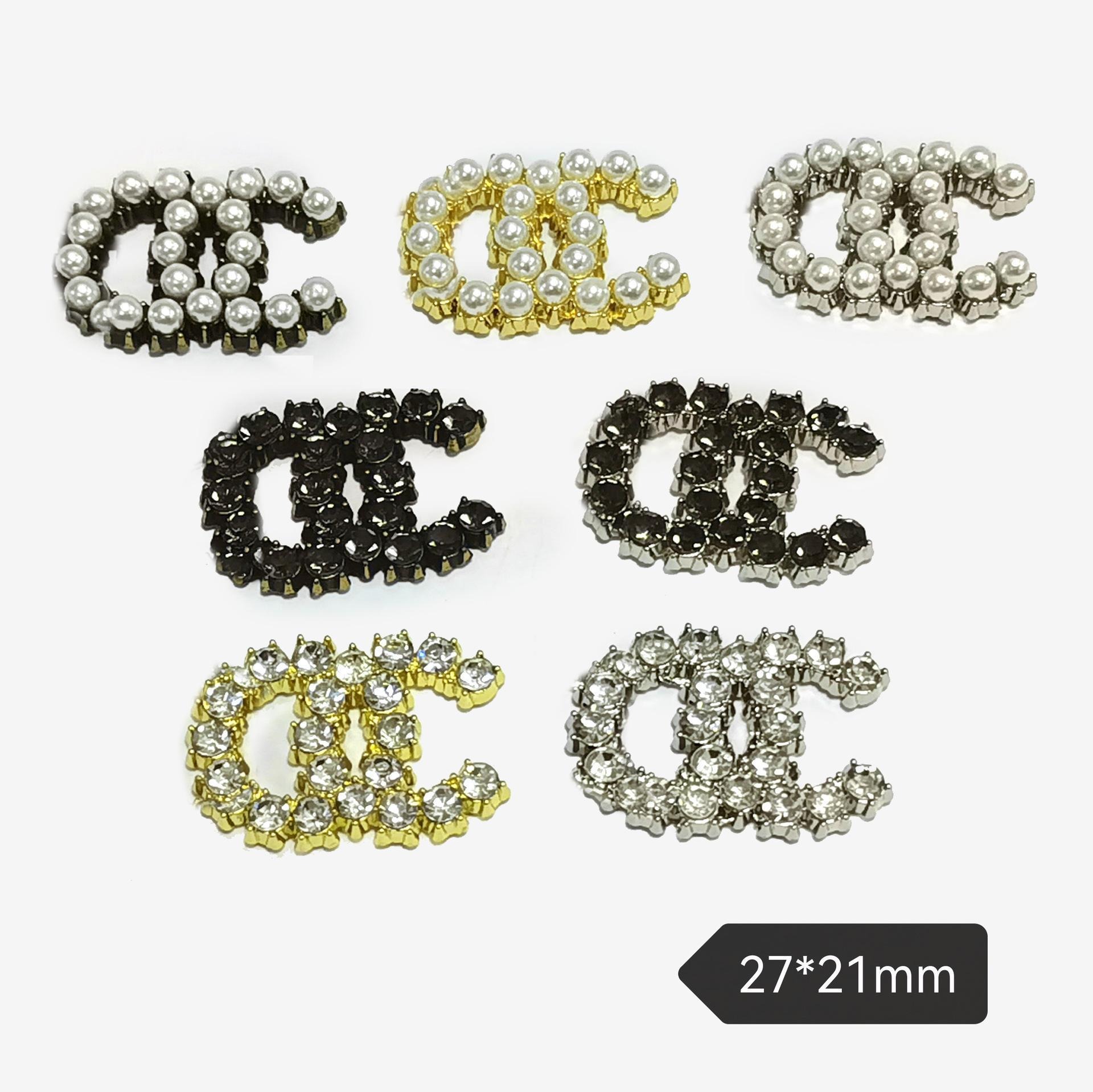 chanel Metal Set Czech Diamond Pearl Versatile Clothing Hair Accessories Hair Clips Hair Band Clips 27*21MM