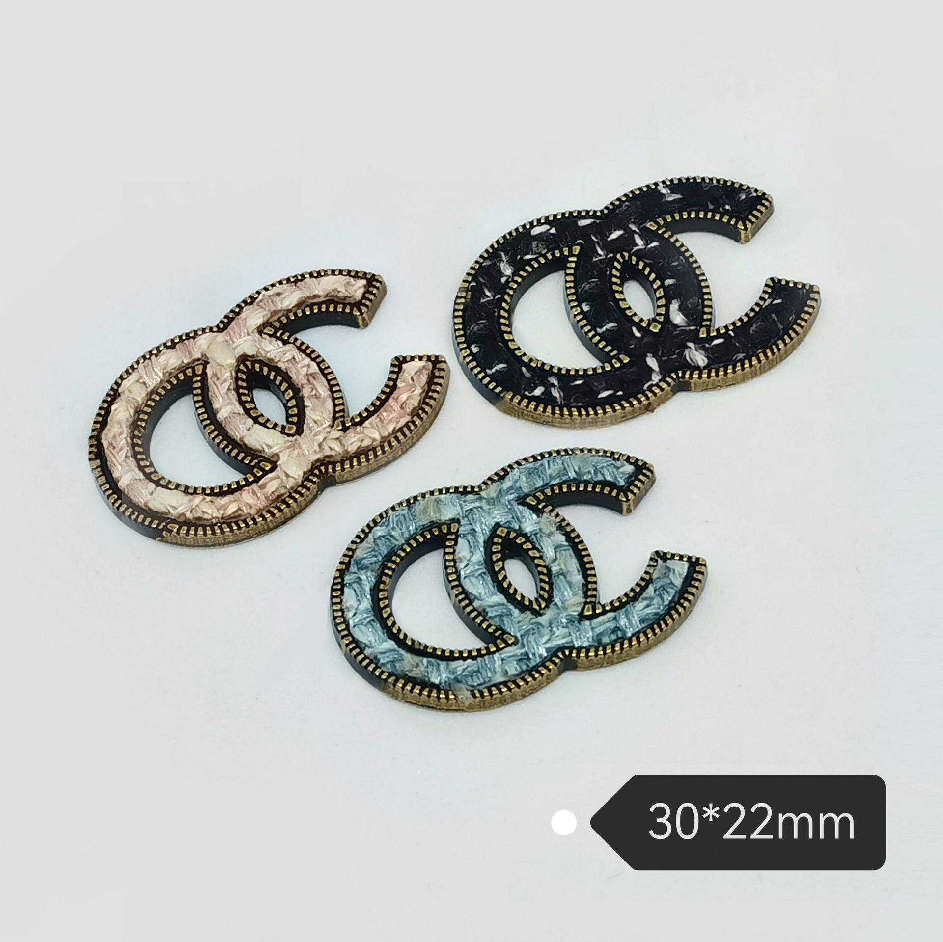 chanel Metal fabrics combined with trendy all-match clothing hair accessories hair clips socks mobile phone case accessories 30*22MM