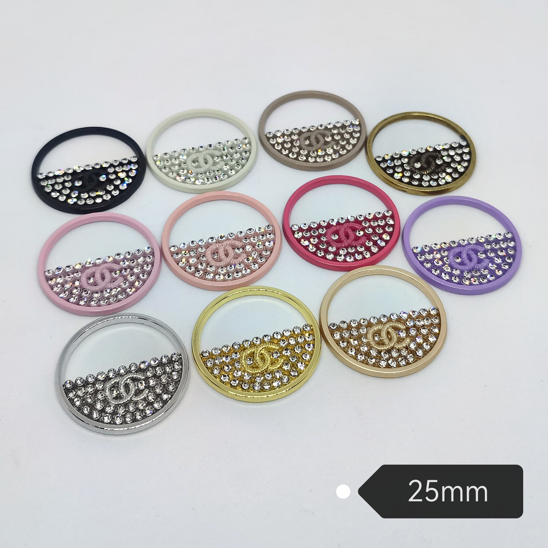 Chanel Metal English Letters Full Diamond Premium All-Match Clothing Hair Accessories Cell Phone Case Patch Pendant 25mm