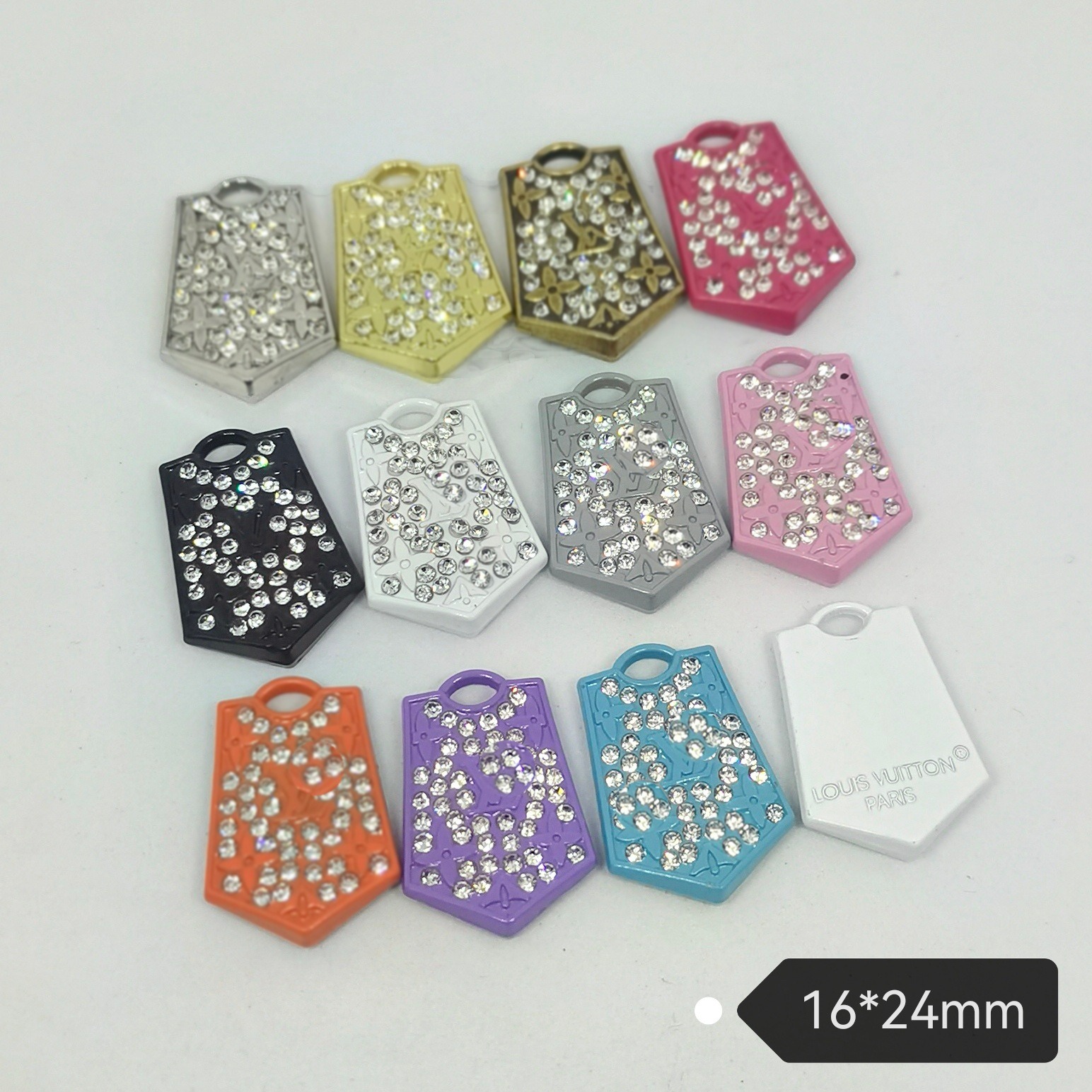 LV Shield Double Sided LOGO Diamond-set classic versatile apparel accessories phone chain pendant 16*24MM
