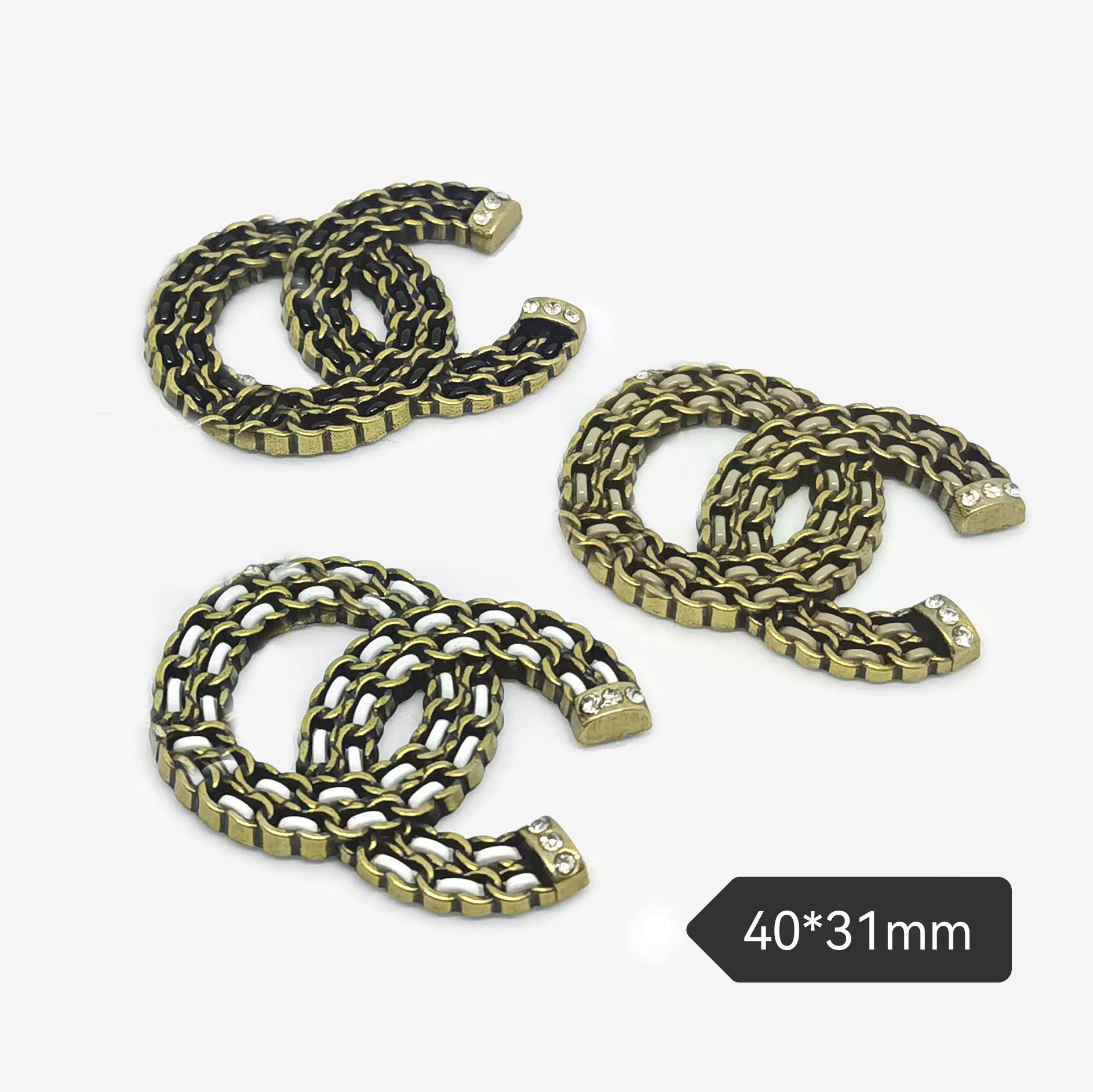 Chanel Faux Leather Metal Chain Diamond Set Clothing Hair Accessories Hairpin Hairpin Cell Phone Case Brooch 40*31