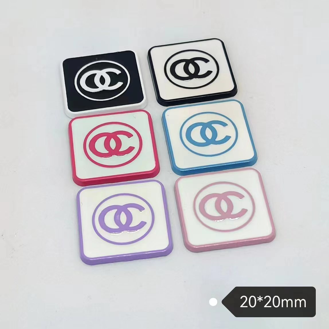 Chanel Alloy lacquer dripping oil exquisite square ornament accessories decorative patch hair clip hairpin word tag 20MM