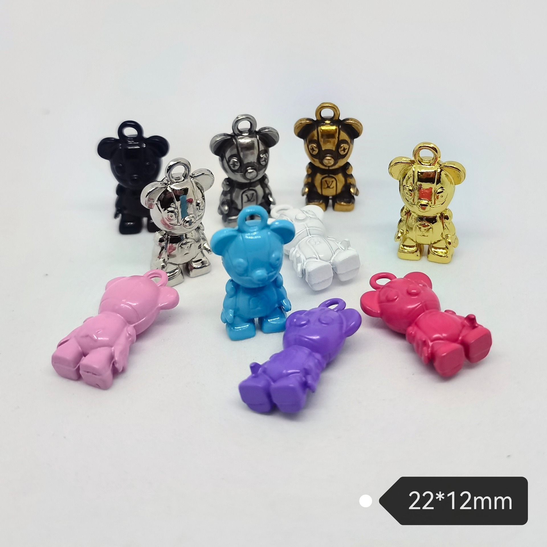 LV Bear Metal Plated Lacquered Bear Pendant Cell Phone Case Chain Accessories 22*12MM