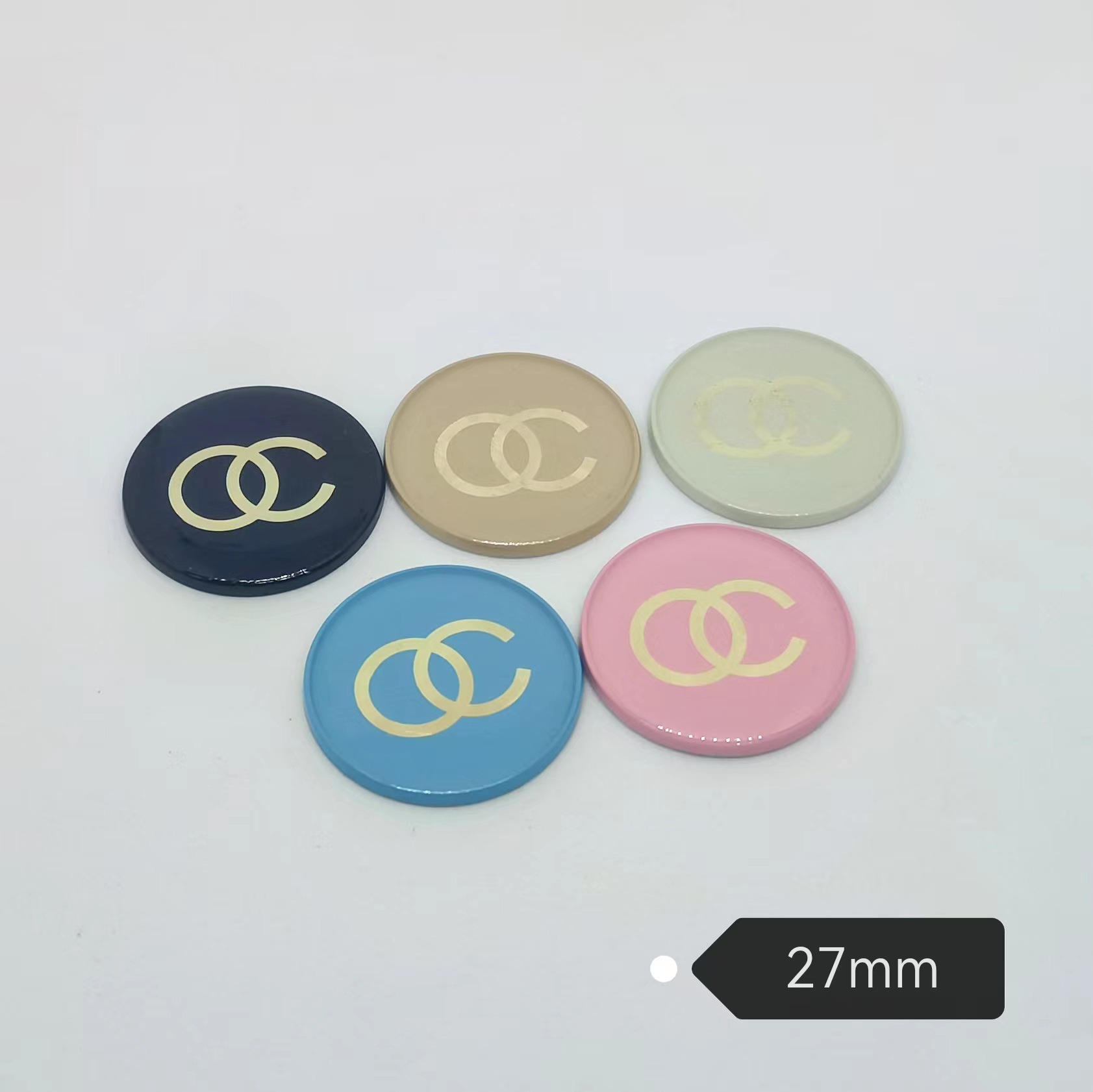 Chanel Round Patch Premium Metal Drip Oil Laser Trendy All Match Clothing Hair Accessories Hair Clip Gripper Phone Case 27M
