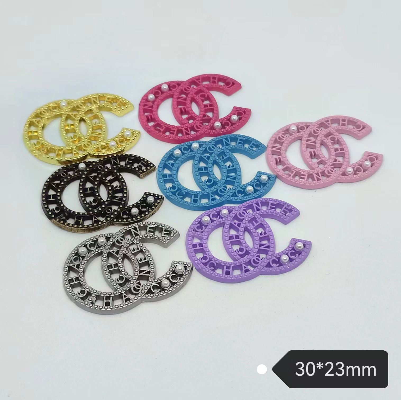 Chanel Pearl inlaid fashion vintage clothing socks hair accessories mobile phone case patch hair clip gripper 30*23MM