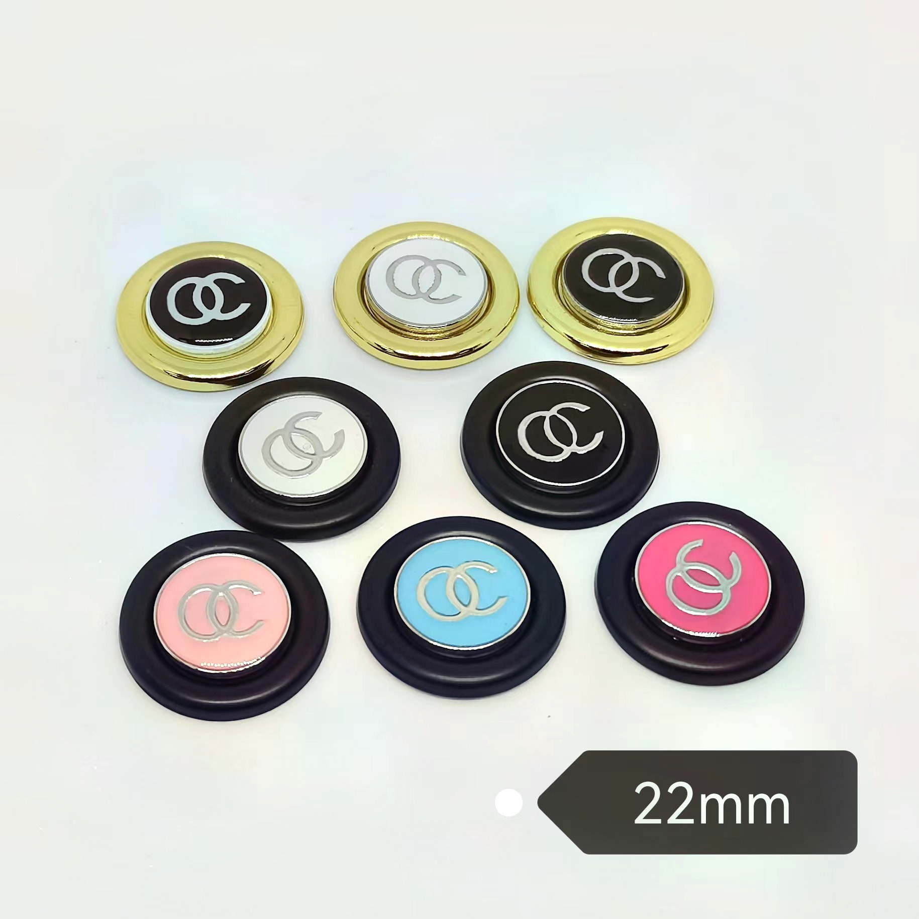 Chanel Circle Drip Oil Bicolor Metallic Fine Clothing Hair Accessories Hairpin Headband Hats Socks Cell Phone Accessories 22MM