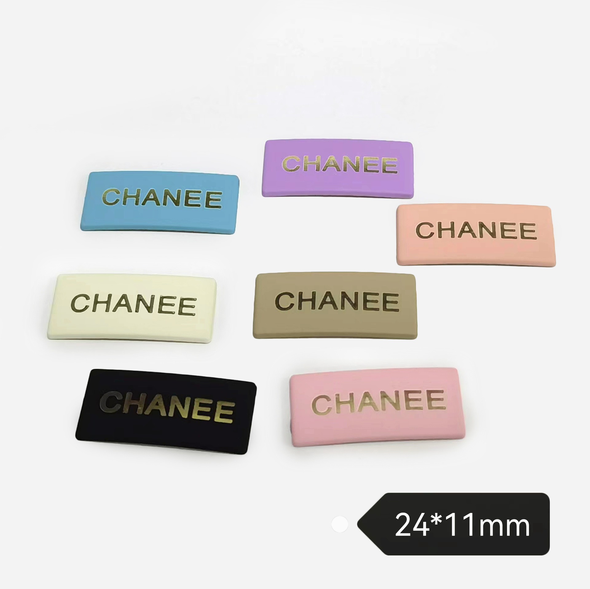 Chanel Square Hand Lacquered Gold Font Small Fresh Trendy Clothing Hair Accessories Hair Accessories 24*11MM