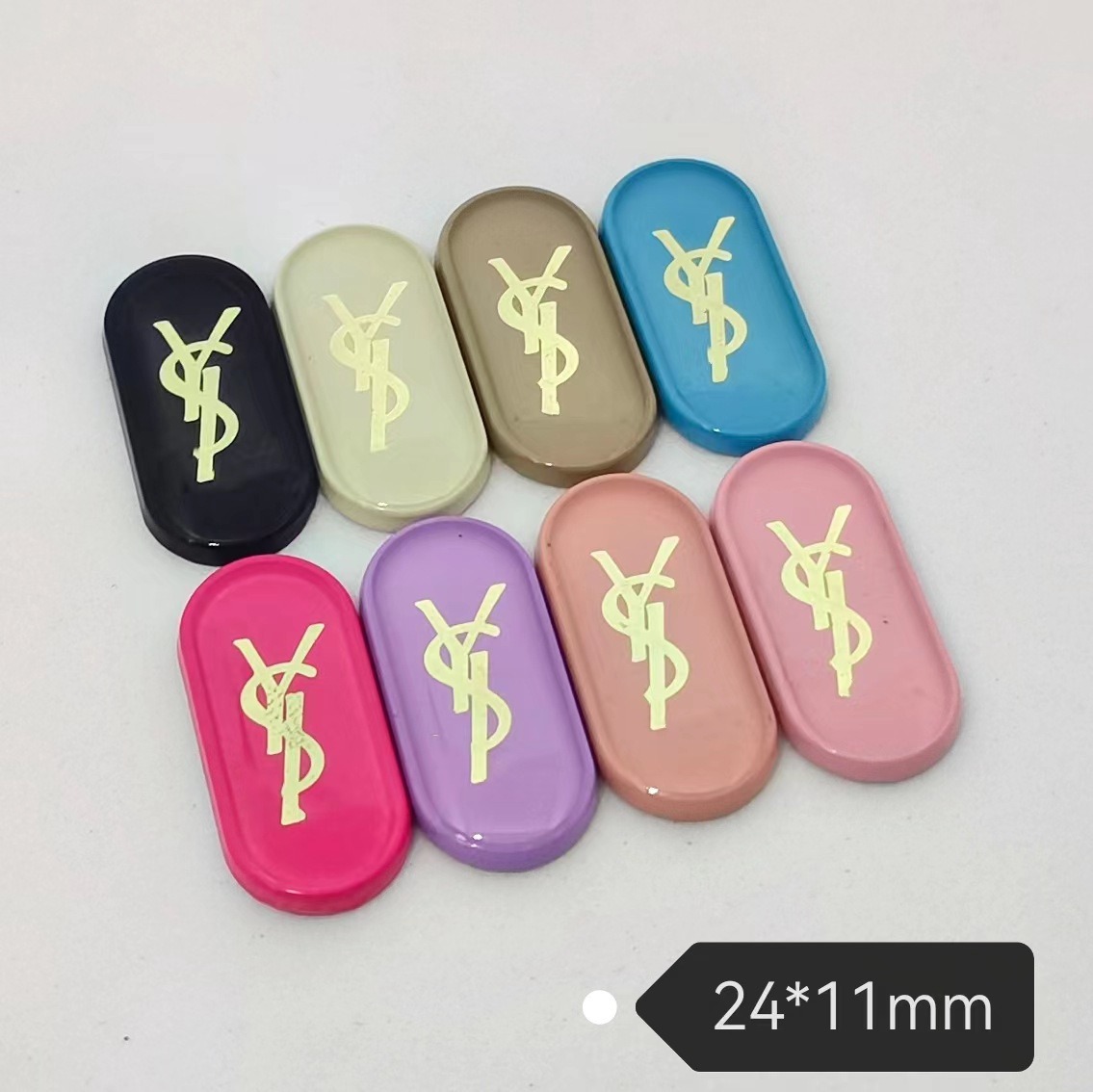 YSL Elliptical laser oil drop metal patch clothing hair accessories hair clip mobile phone case 24*11MM