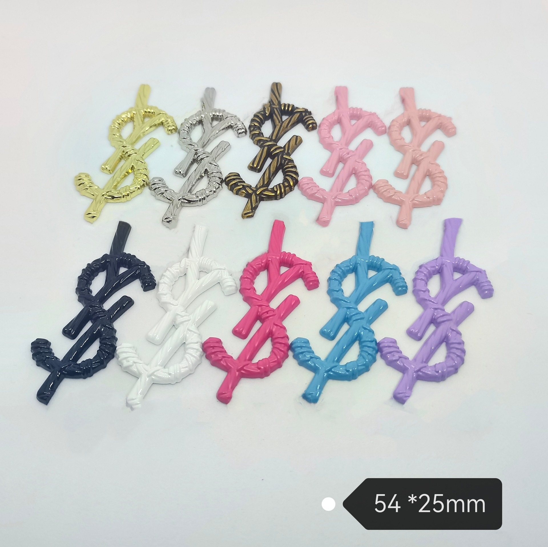 YSL Metal electroplated lacquered clothing hair accessories hat mobile phone case hair clip gripper accessories 54*25MM
