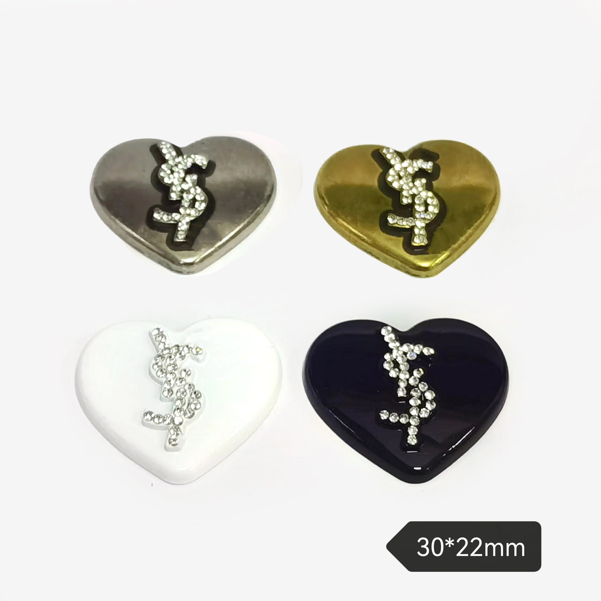 YSL New Metallic Peach Heart Diamond Set All Match Clothing Hair Accessories Hair Clip Hair Clip Hair Clip Grip Rubber Band Accessories 30*22M