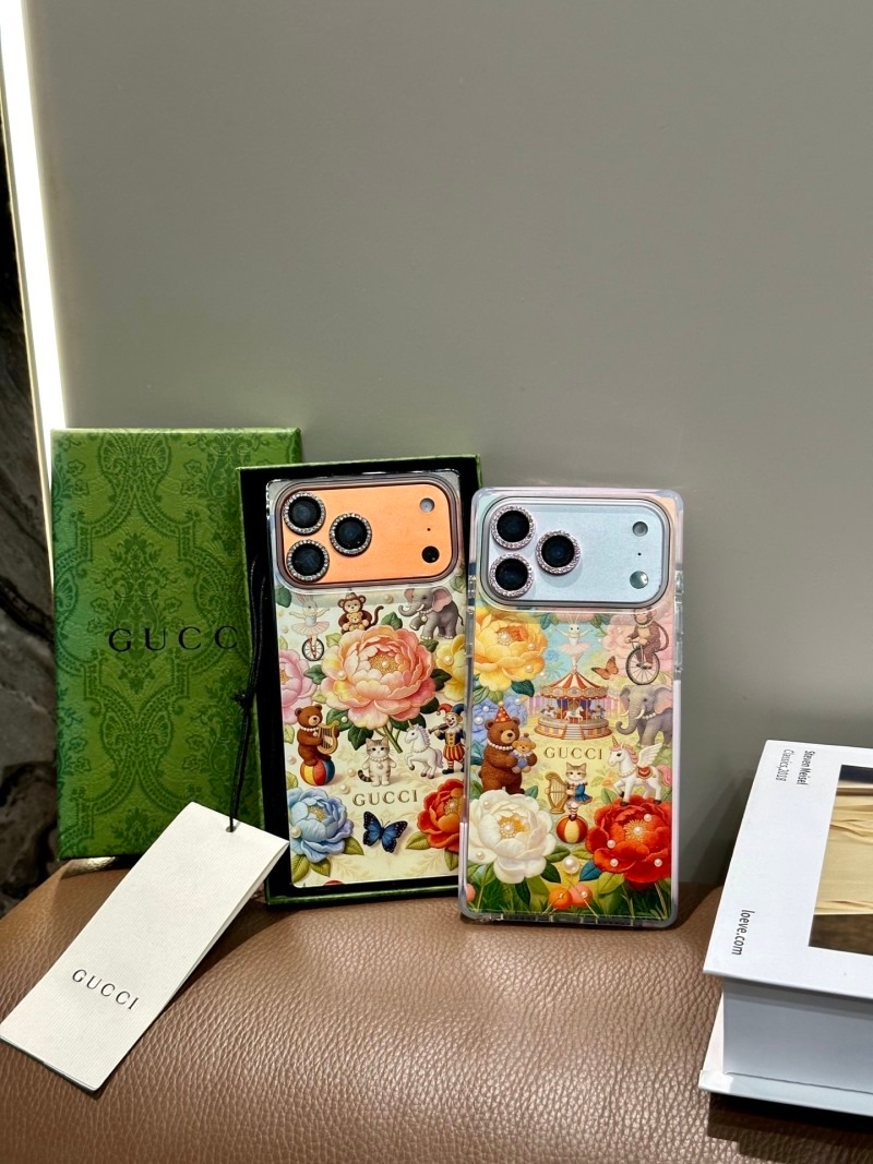 Gucci · Fairy Tale Style · Square Four-Angled Anti-Slip iPhone Case