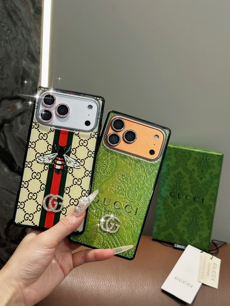 Gucci Square Four-Angled Anti-Slip Shining diamond logo iPhone Case