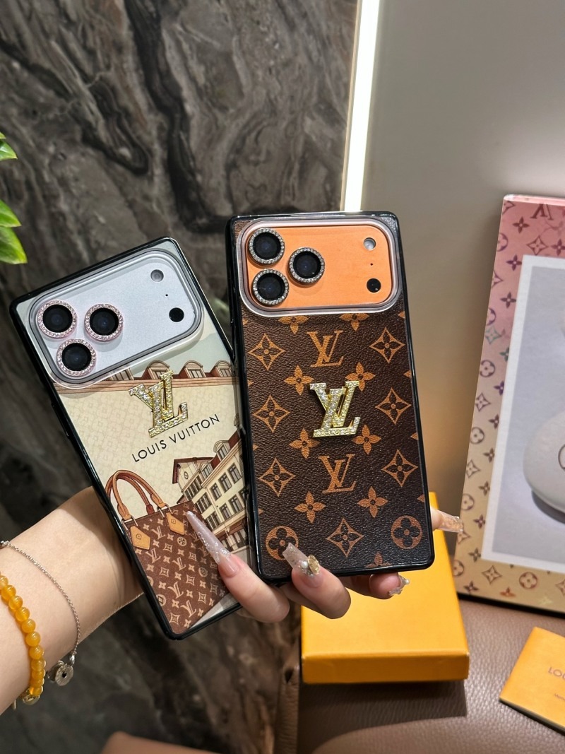 LV - Classic Diamond Mark - Sparkling Diamond Square Corners Anti-Slip iPhone Case
