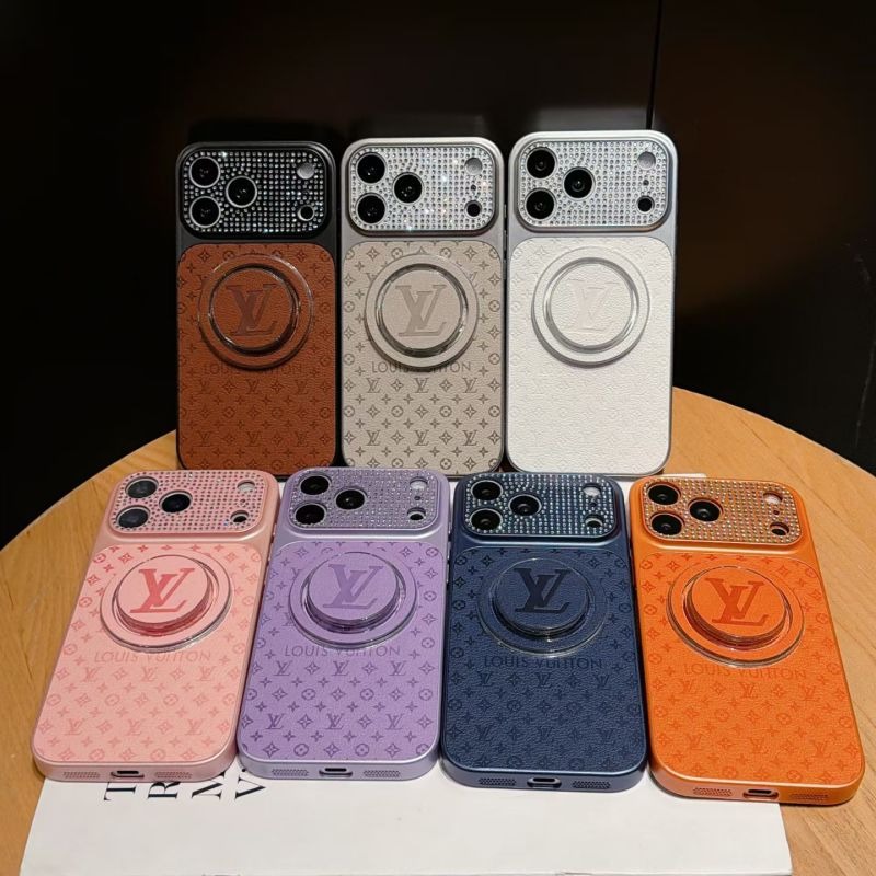 LV - Diamond Engraved Strong Magnetic iPhone Case (Includes Magnetic Phone Stand, Instantly Transforming into the Appearance of iPhone 17)