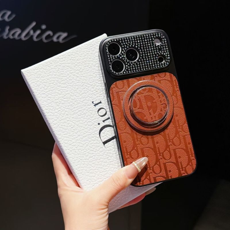 00417# Dior - Diamond-Inlaid Strong Magnet iPhone Case (Includes Magnetic Phone Stand, Transforming Your iPhone into the Appearance of iPhone 17)