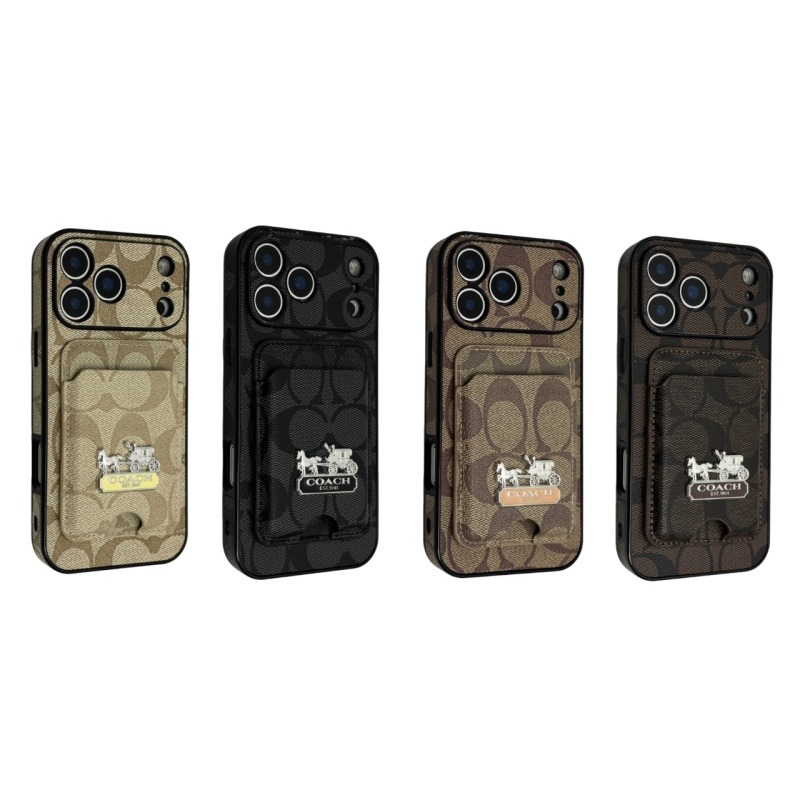 Coach slim-profile side-mounted leather magnetic iphone case + MagSafe magnetic card holder