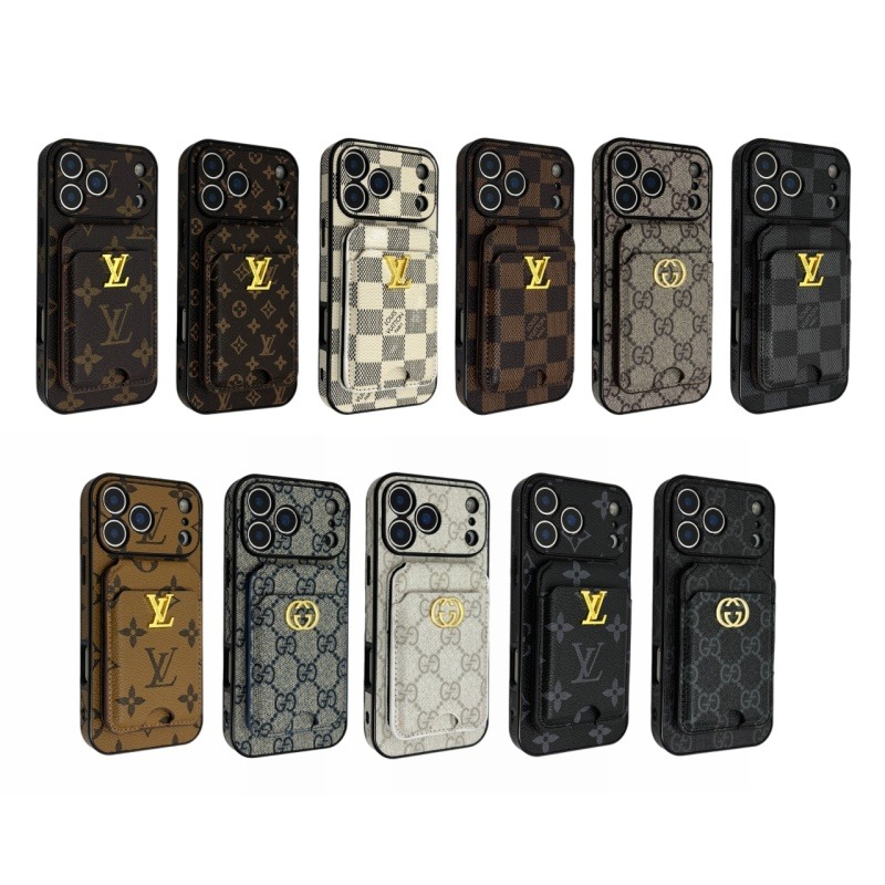 LV, Gucci perforated side-mounted leather magnetic iPhone case + MagSafe magnetic flip-top card holder