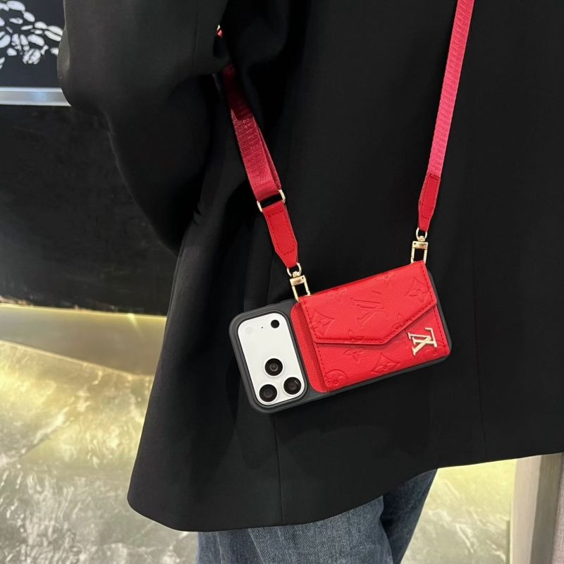 LV - Embossed Left and Right Accordian Crossbody Bag with iPhone Phone Case