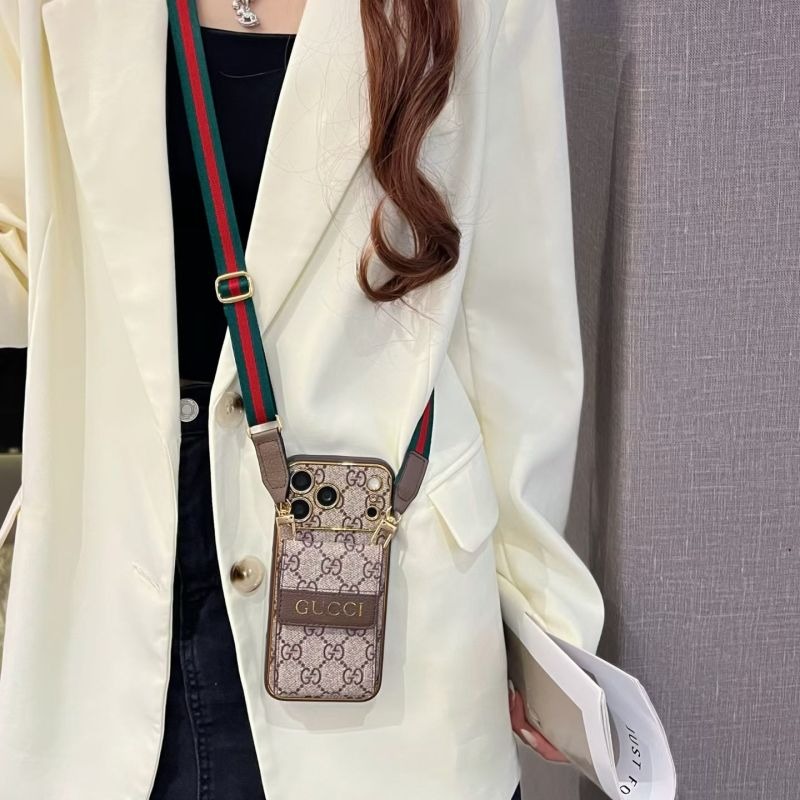 LV GUCCI - Skin-like electroplated crossbody patchwork vertical style accordion-style handbag for iPhone phone case