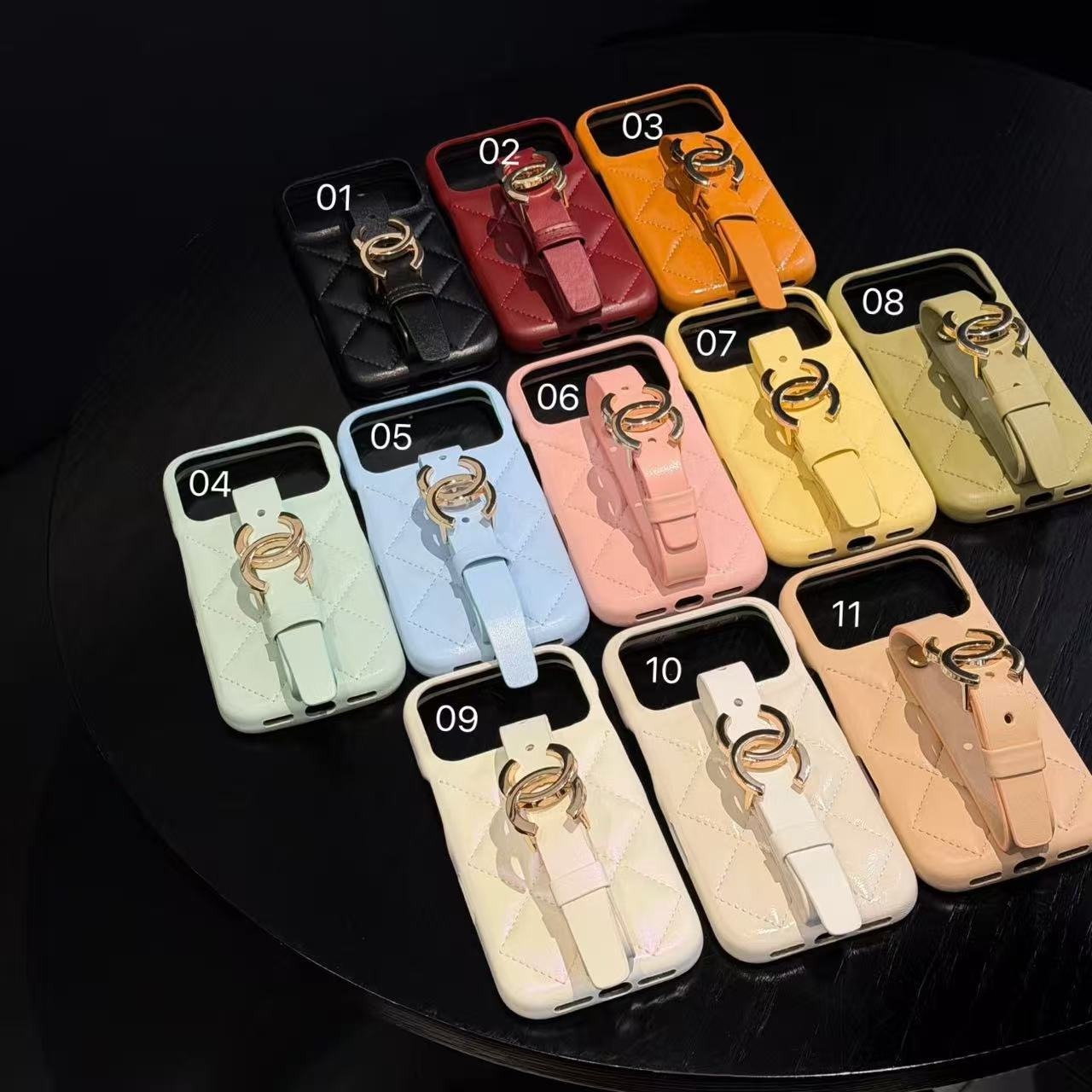 Chanel - Diamond Pattern Large Hardware Leather Belt Clip Wrist iPhone Case