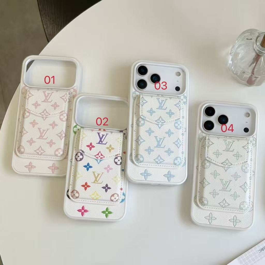 LV-Iced-cream color printed magnetic card holder phone case