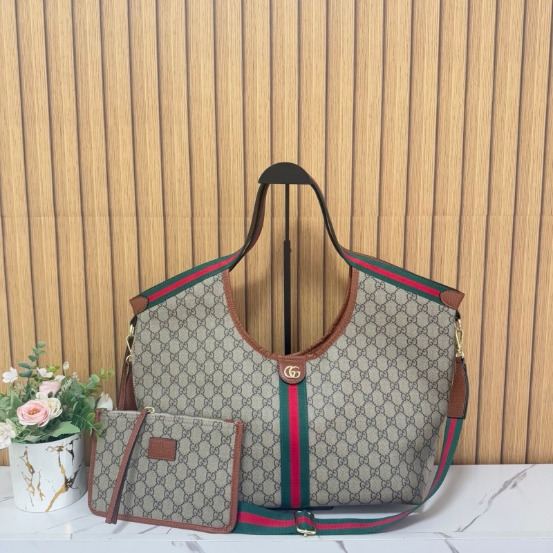721#GUCCI Oversized Hobo Tote Bag with Matching Pouch