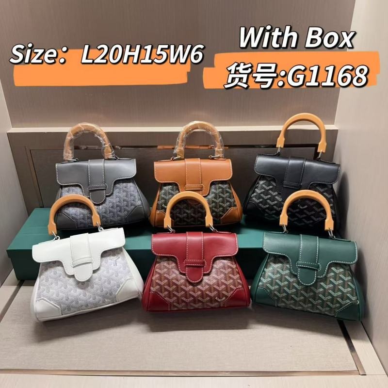 G1168#Goyard Segon Collection Mini wooden handle trapezoidal handbag with box