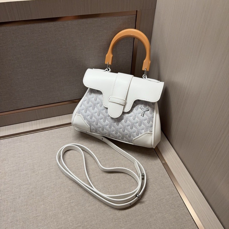 G1168#Goyard Segon Collection Mini wooden handle trapezoidal handbag with box