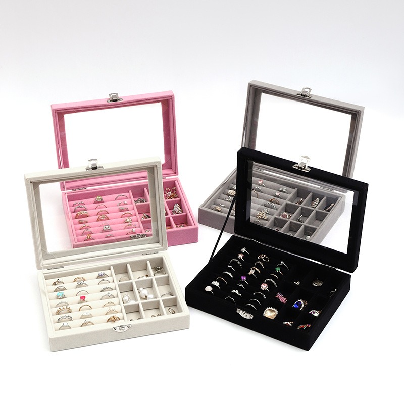 Velvet acrylic jewelry storage box