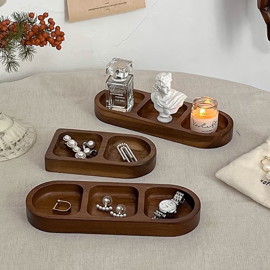 ins Wind solid wood storage plate perfume jewelry fragrance cosmetics shelf tabletop decoration ornaments birthday gift