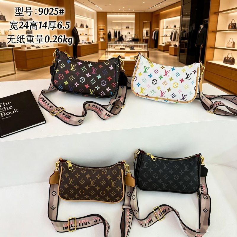 9025#LV Multicolor Crescent Shoulder Crossbody Bag