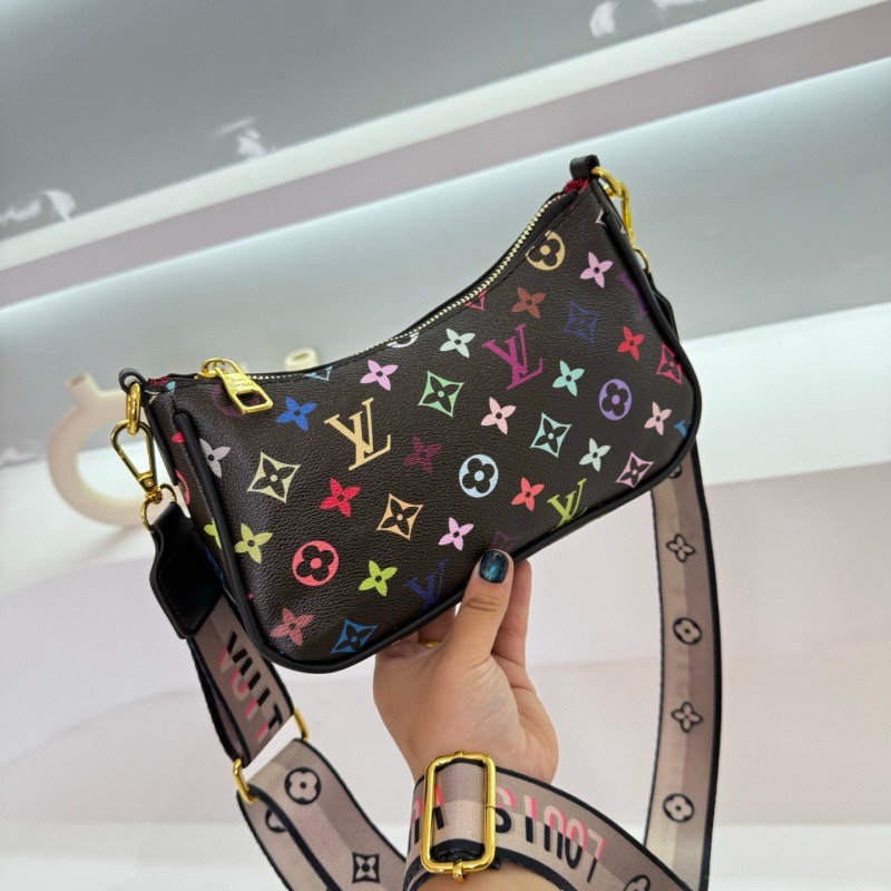 9025#LV Multicolor Crescent Shoulder Crossbody Bag