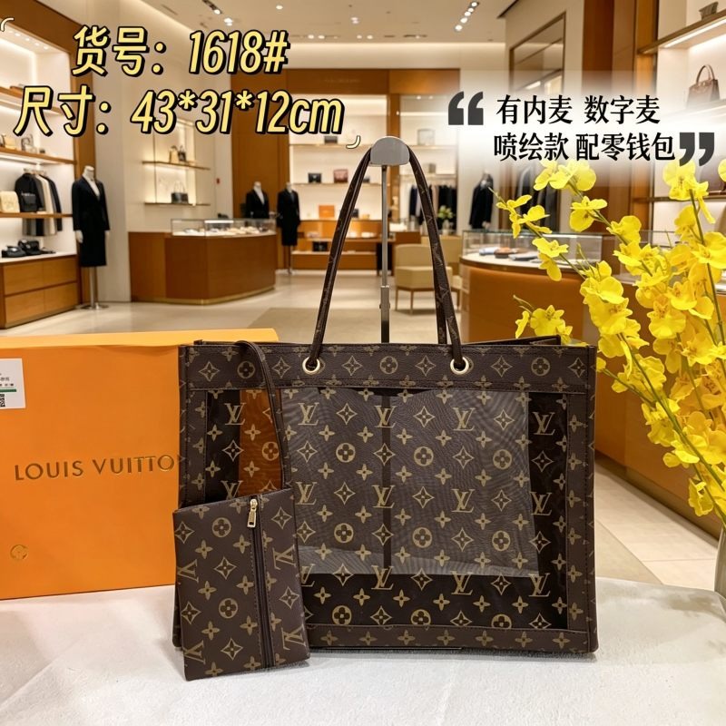 1618#LV Mesh Printed Tote Bag