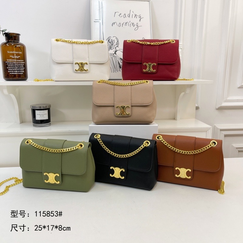 115853#Celine Triomphe Chain Shoulder Crossbody Bag with box