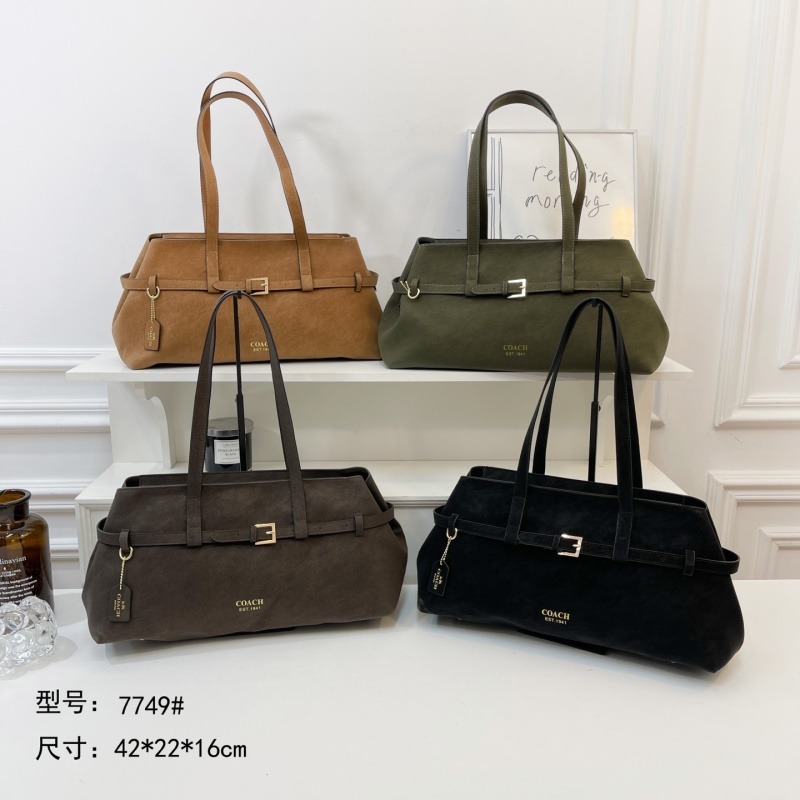 6649#Coach Suede Buckle Large Tote Shoulder Bag